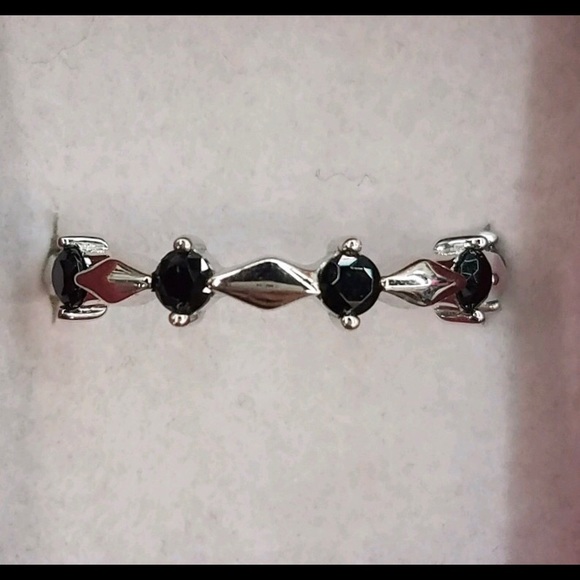 Eternity Thin Black Spinal Cubic Zirconia Ring - Picture 2 of 3